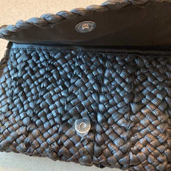 Woven Straw Clutch - Solid Black - NWOT - Envelope Bag - Picture 5 of 11